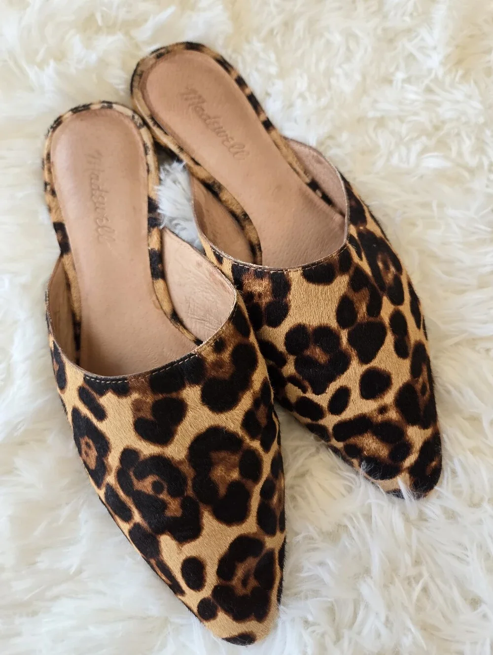 Madewell Remi Leopard Calf Hair Mule Slide US 8